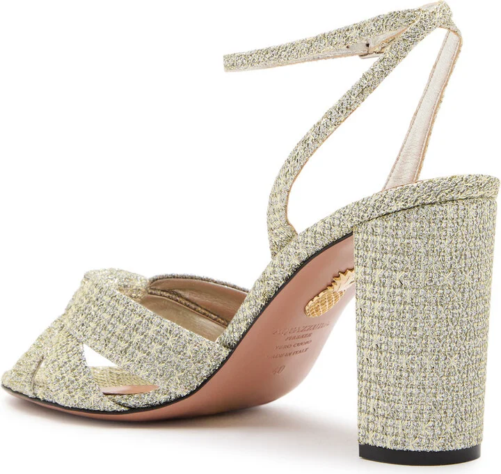 Aquazzura Nina 85 Metallic-woven Sandals - Image 2