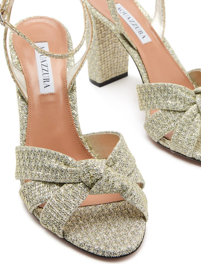 Aquazzura Nina 85 Metallic-woven Sandals - Image 3