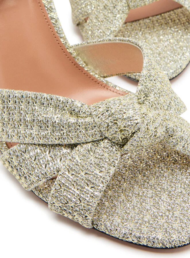 Aquazzura Nina 85 Metallic-woven Sandals - Image 4