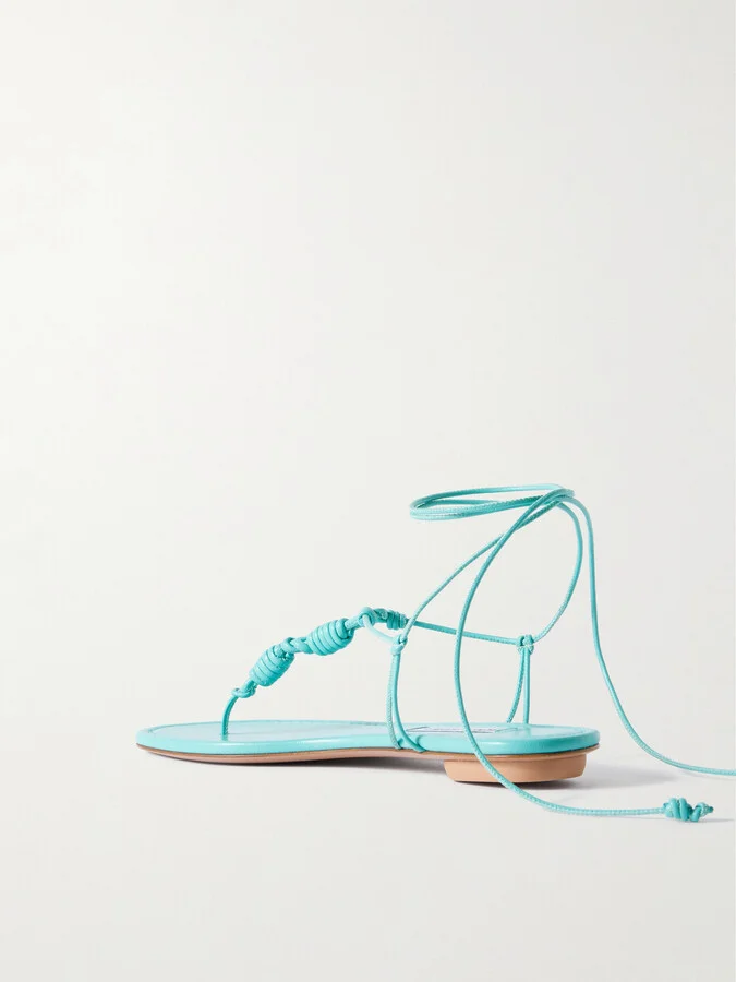 Aquazzura - Oaxaca Knotted Leather Sandals - Blue - Image 3