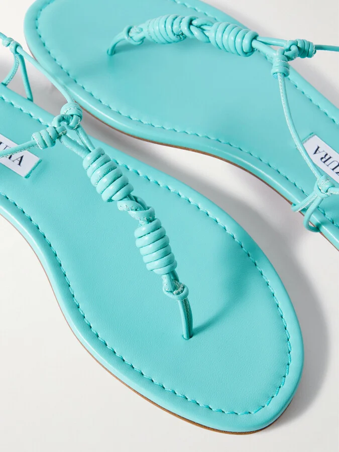 Aquazzura - Oaxaca Knotted Leather Sandals - Blue - Image 4