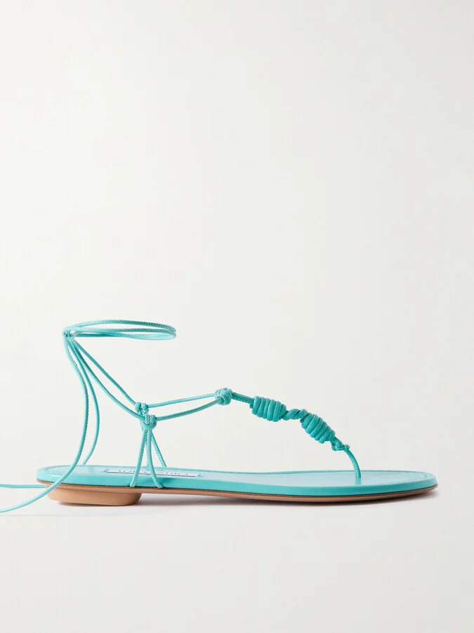 Aquazzura - Oaxaca Knotted Leather Sandals - Blue