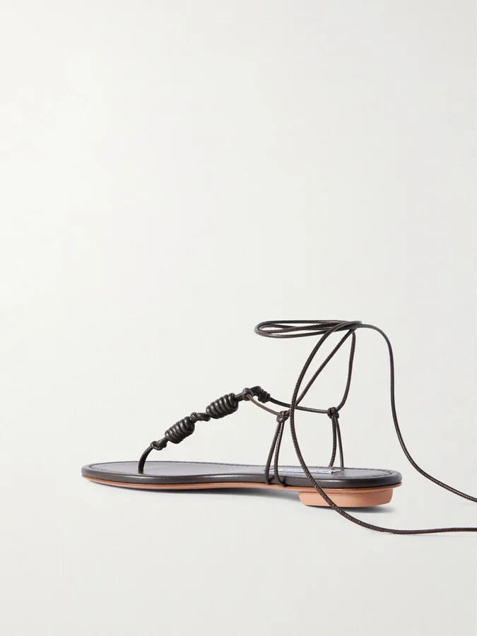 Aquazzura - Oaxaca Knotted Leather Sandals - Brown - Image 3