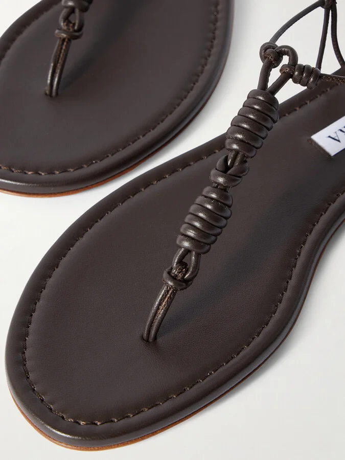 Aquazzura - Oaxaca Knotted Leather Sandals - Brown - Image 4