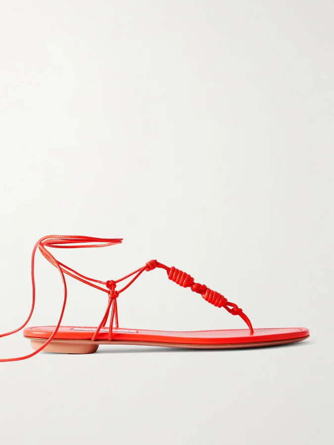 Aquazzura - Oaxaca Knotted Leather Sandals - Red