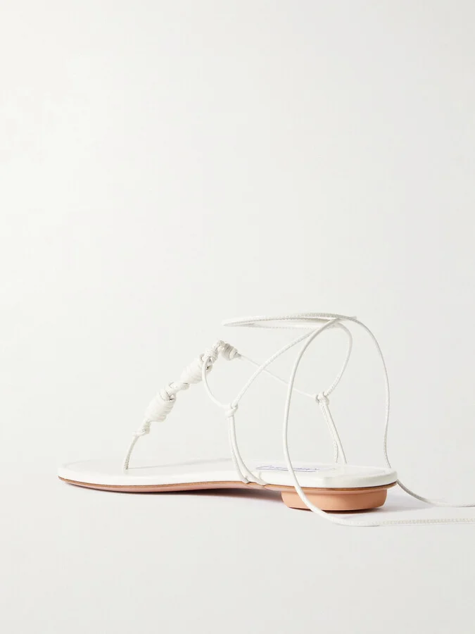 Aquazzura - Oaxaca Knotted Leather Sandals - White - Image 3