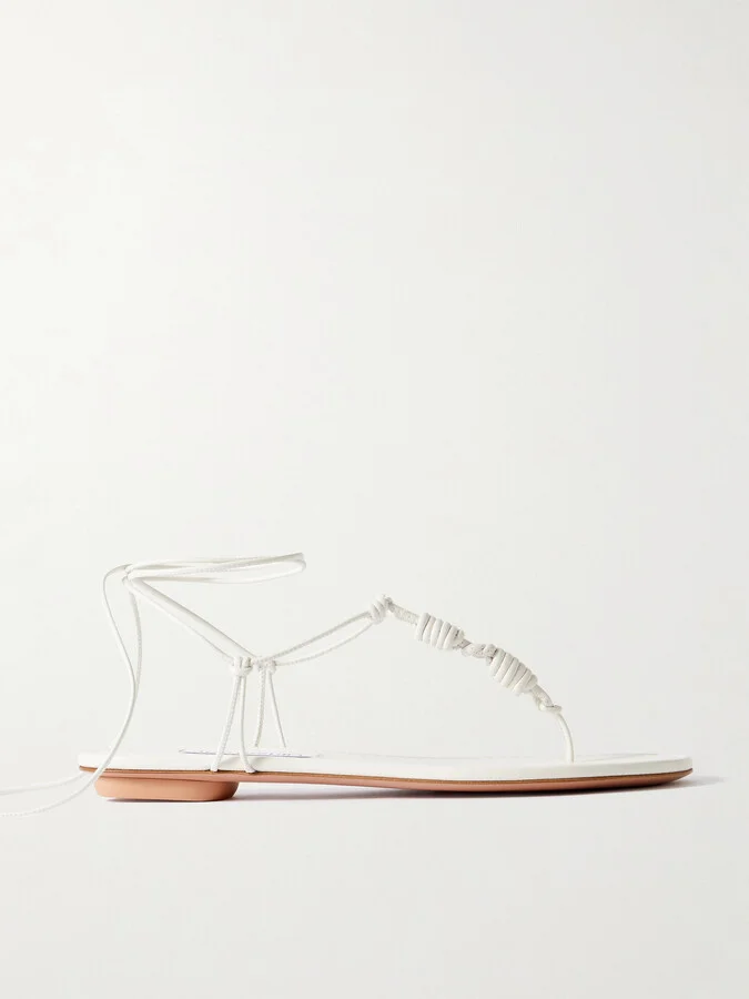 Aquazzura - Oaxaca Knotted Leather Sandals - White