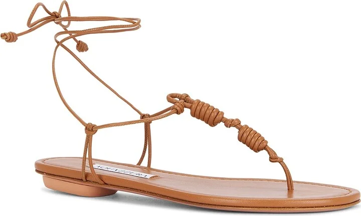 Aquazzura Oaxaca Thong Flat Sandal in Brown - Image 2