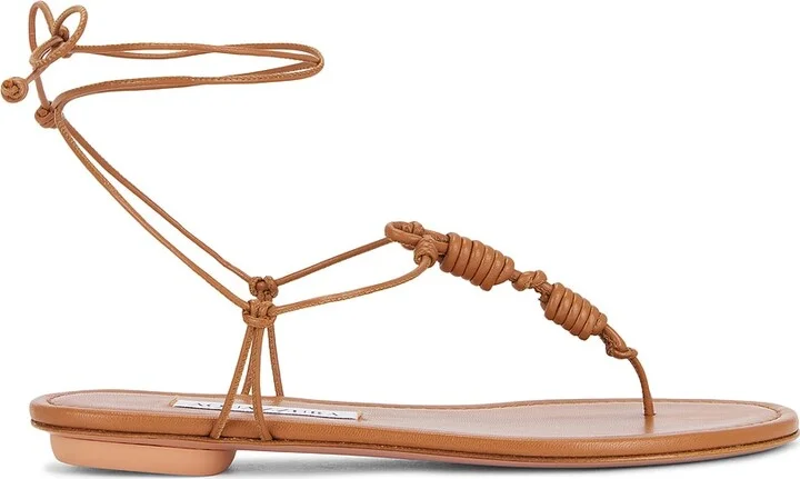 Aquazzura Oaxaca Thong Flat Sandal in Brown