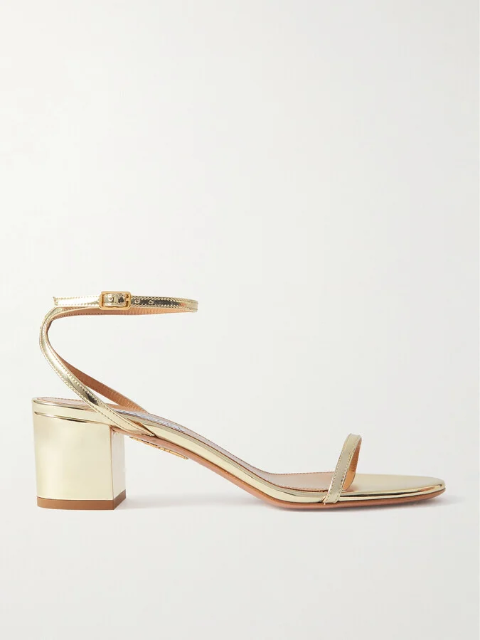 Aquazzura - Olie 50 Metallic Faux Leather Sandals - Gold