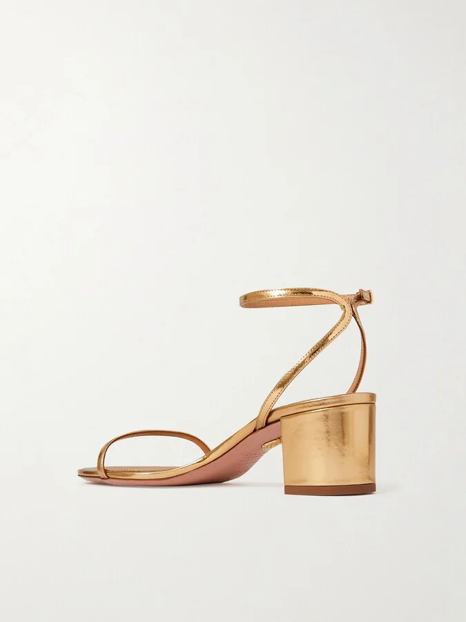 Aquazzura - Olie 50 Metallic Leather Sandals - Gold - Image 3