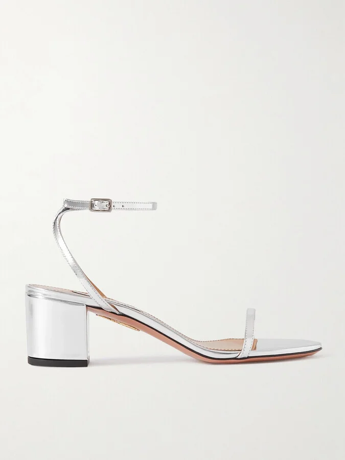 Aquazzura - Olie 50 Metallic Leather Sandals - Silver