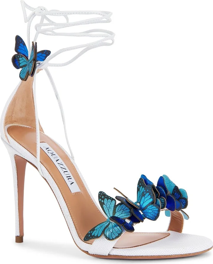 Aquazzura Papillon 105 Sandal in White - Image 2