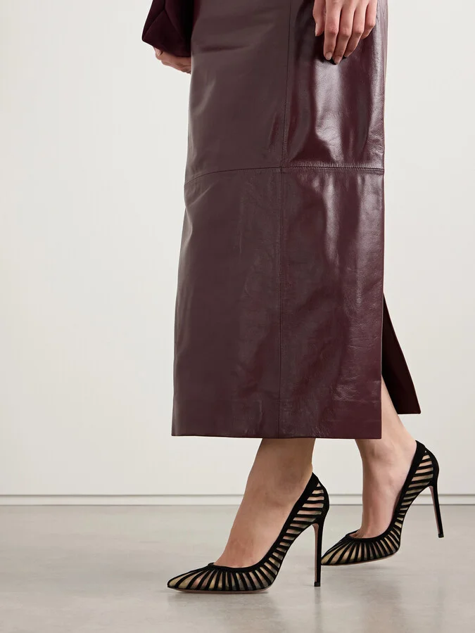 Aquazzura - Passions 105 Tulle And Suede Pumps - Black - Image 2