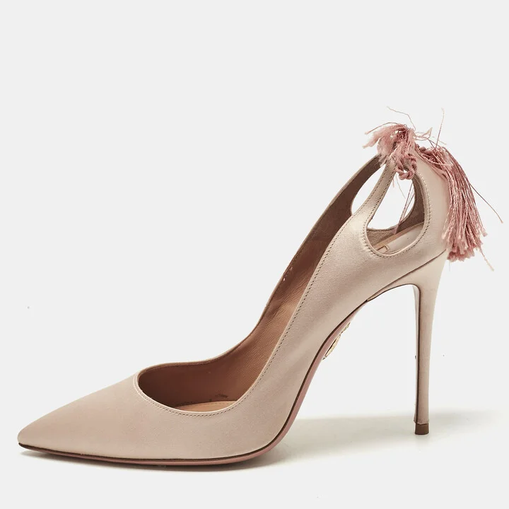Aquazzura Pink Satin Forever Marilyn Pumps Size 39.5