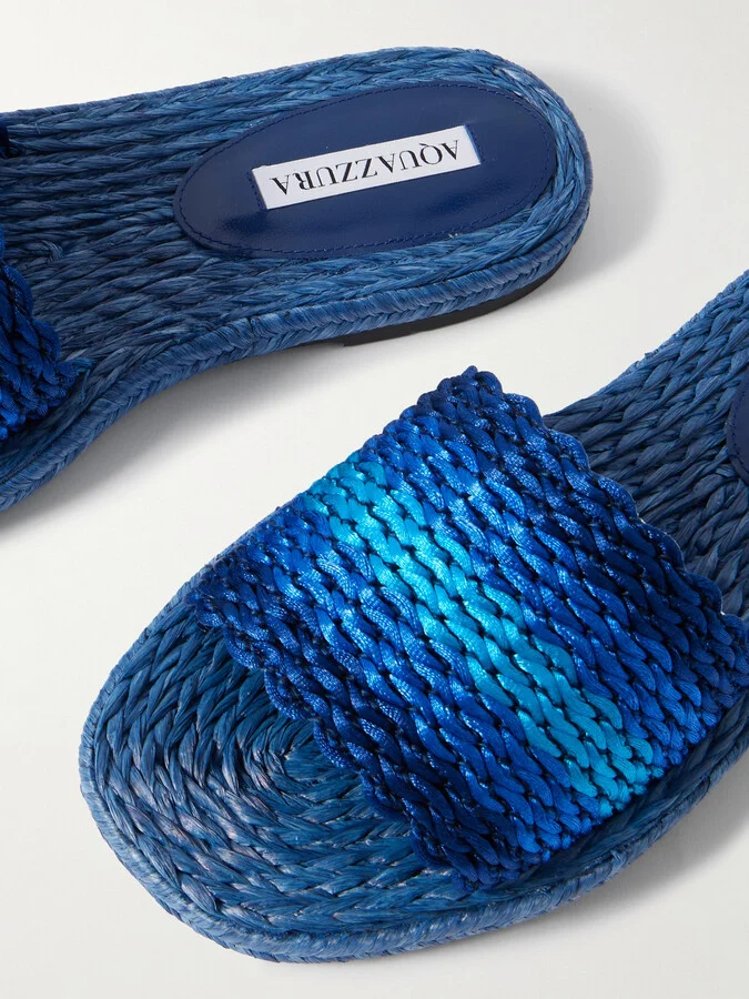 Aquazzura - Playa Striped Cord Slides - Blue - Image 4