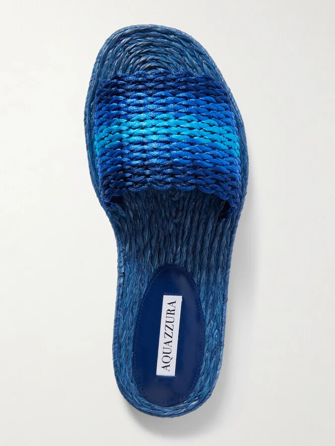 Aquazzura - Playa Striped Cord Slides - Blue - Image 5