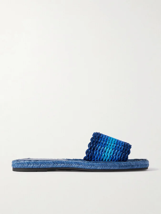 Aquazzura - Playa Striped Cord Slides - Blue