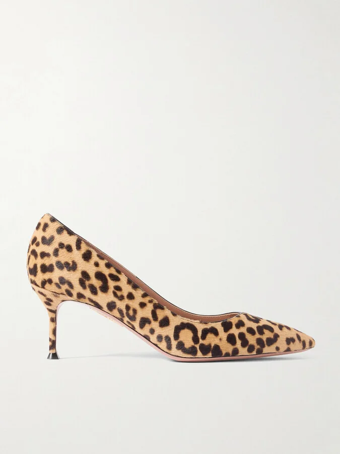 Aquazzura - Purist 65 Leopard-print Calf Hair Pumps - Animal print