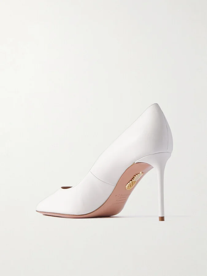 Aquazzura - Purist 85 Leather Pumps - White - Image 3