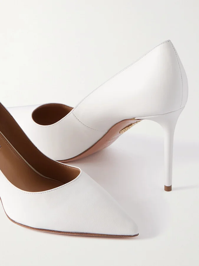 Aquazzura - Purist 85 Leather Pumps - White - Image 4