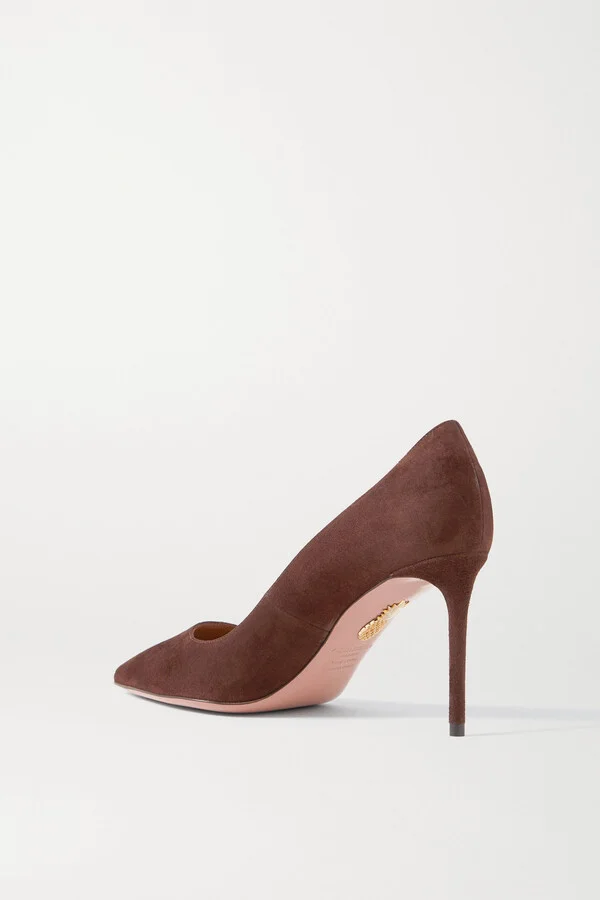 Aquazzura - Purist 85 Suede Pumps - Brown - Image 3