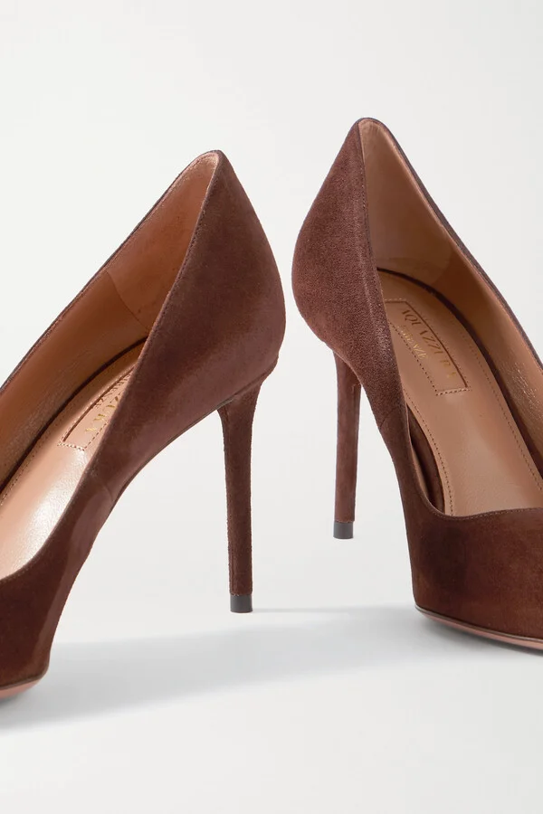 Aquazzura - Purist 85 Suede Pumps - Brown - Image 4