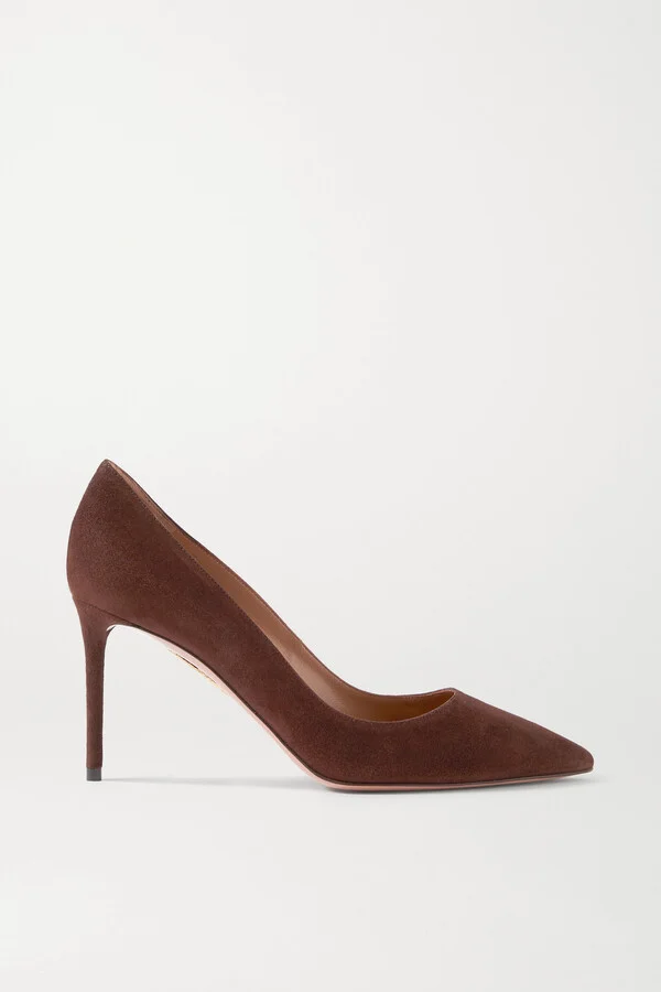 Aquazzura - Purist 85 Suede Pumps - Brown