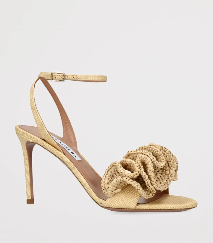Aquazzura Raffia Ruffled Noches Tropicales Sandals 85 - Image 3