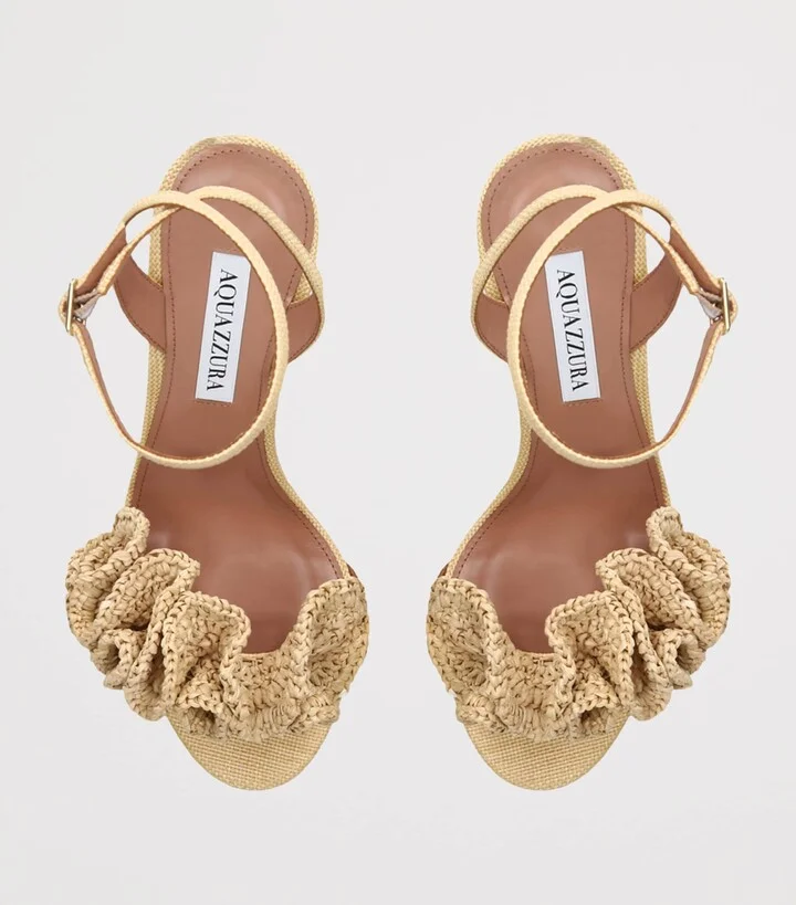 Aquazzura Raffia Ruffled Noches Tropicales Sandals 85 - Image 4