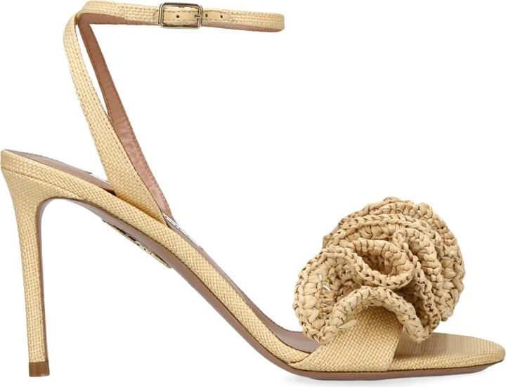 Aquazzura Raffia Ruffled Noches Tropicales Sandals 85