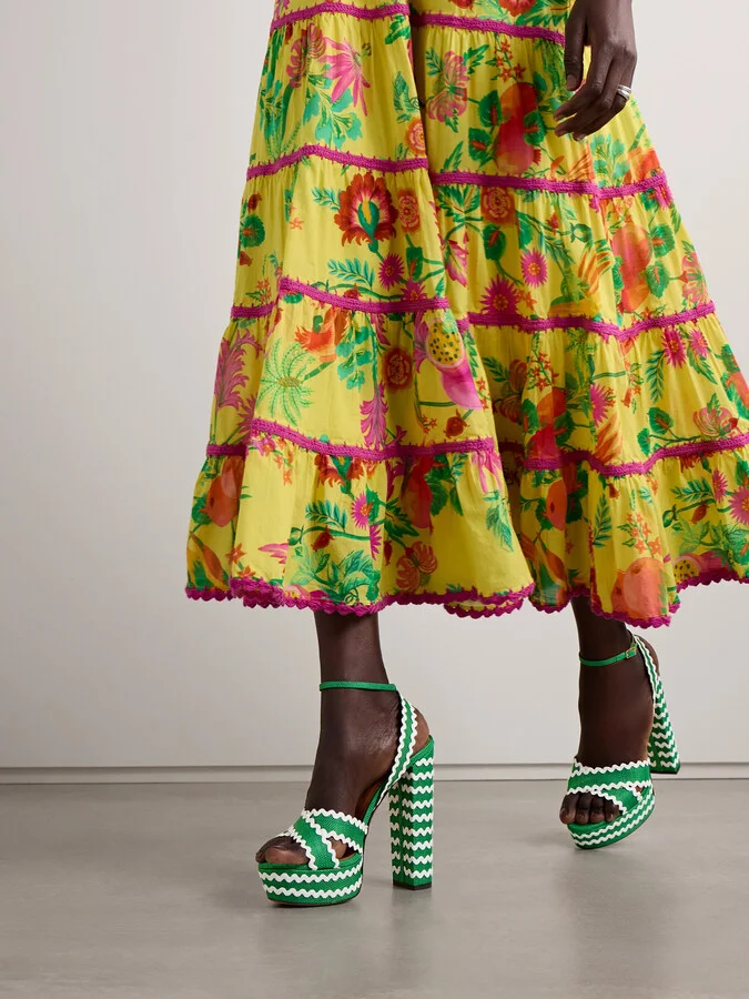 Aquazzura - Ric Rac 140 Raffia Platform Sandals - Green - Image 2