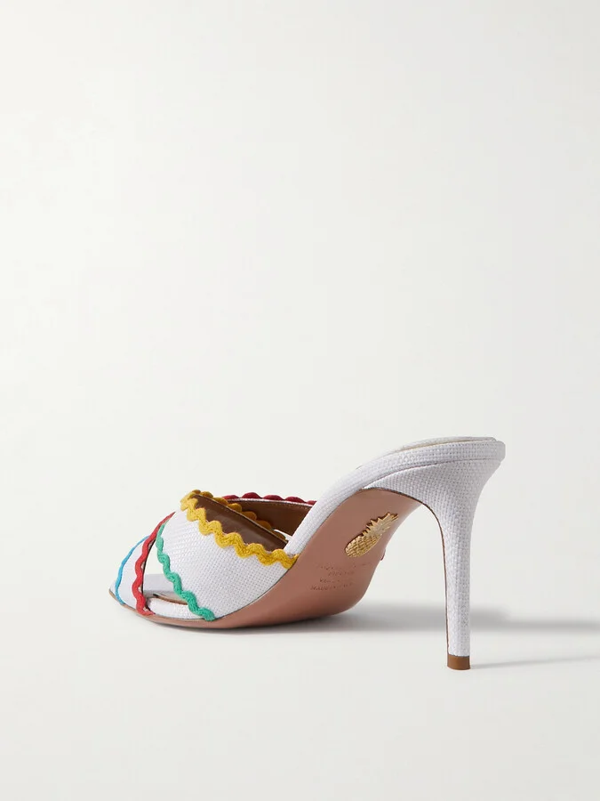 Aquazzura - Ric Rac 75 Raffia Sandals - White - Image 3