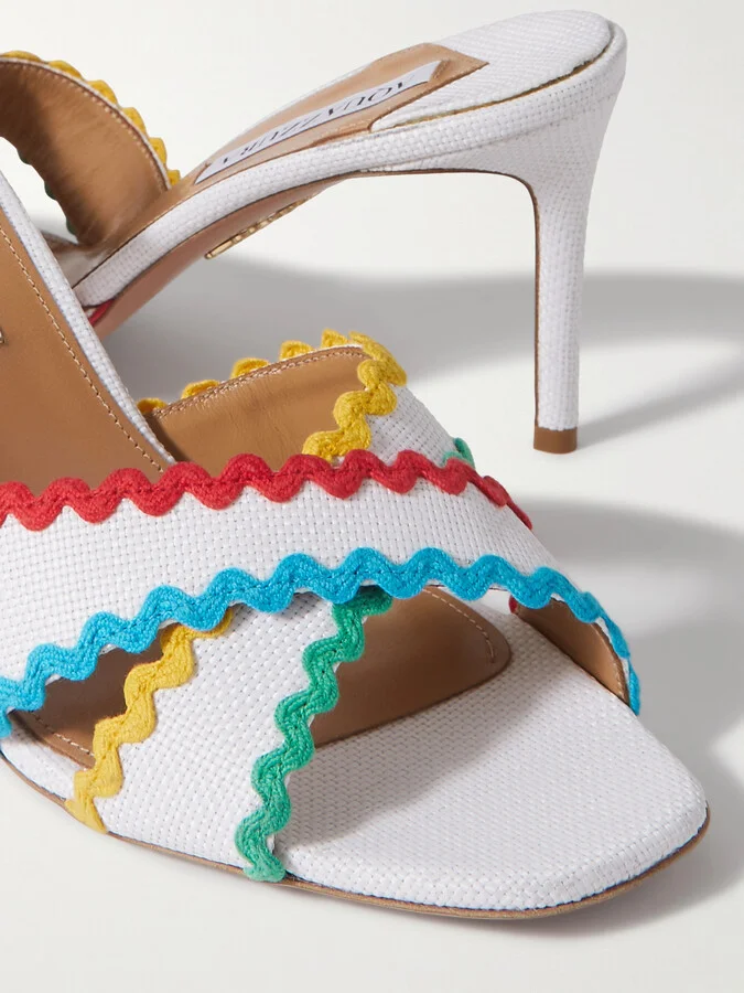 Aquazzura - Ric Rac 75 Raffia Sandals - White - Image 4