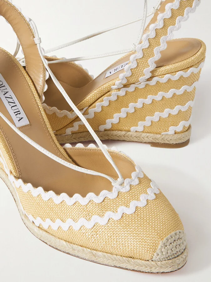 Aquazzura - Ric Rac 85 Raffia Wedge Espadrilles - Neutrals - Image 4