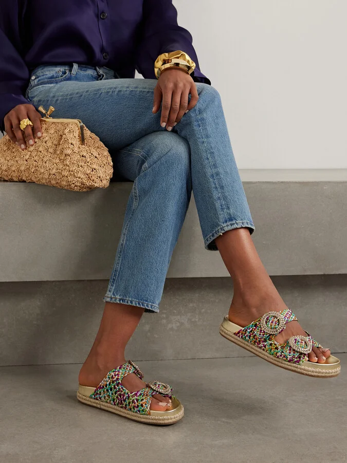 Aquazzura - River Buckled Woven Leather Sandals - Multi - Image 2