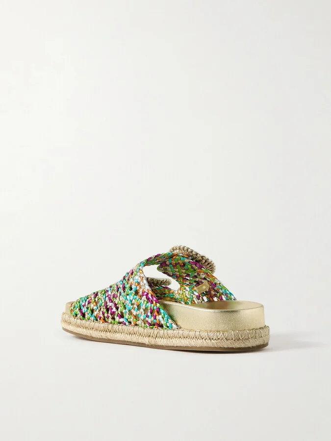 Aquazzura - River Buckled Woven Leather Sandals - Multi - Image 3
