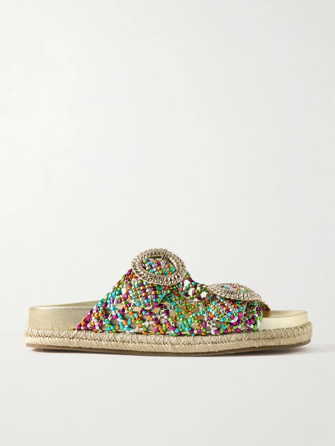 Aquazzura - River Buckled Woven Leather Sandals - Multi