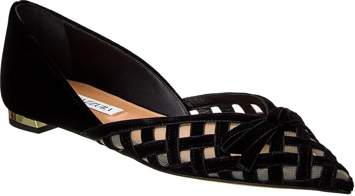 Aquazzura Romance Velvet & Mesh Flat
