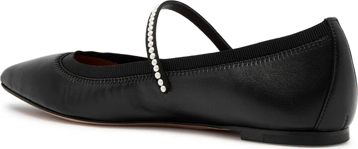 Aquazzura Romy Pearl-embellished Leather Flats - Image 2