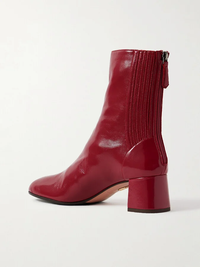 Aquazzura - Saint Honoré 35 Glossed-leather Ankle Boots - Pink - Image 3