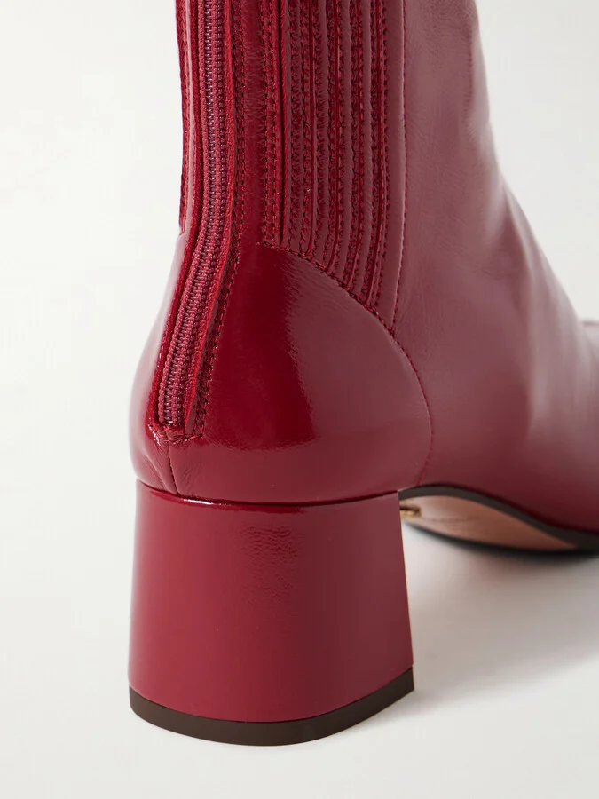 Aquazzura - Saint Honoré 35 Glossed-leather Ankle Boots - Pink - Image 4