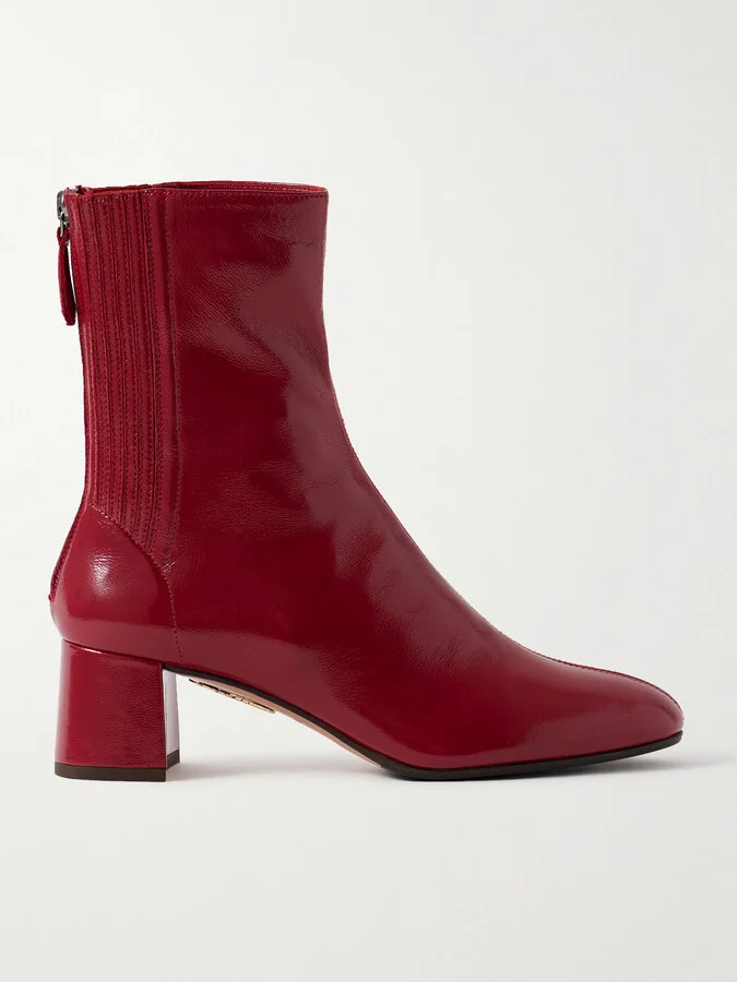 Aquazzura - Saint Honoré 35 Glossed-leather Ankle Boots - Pink