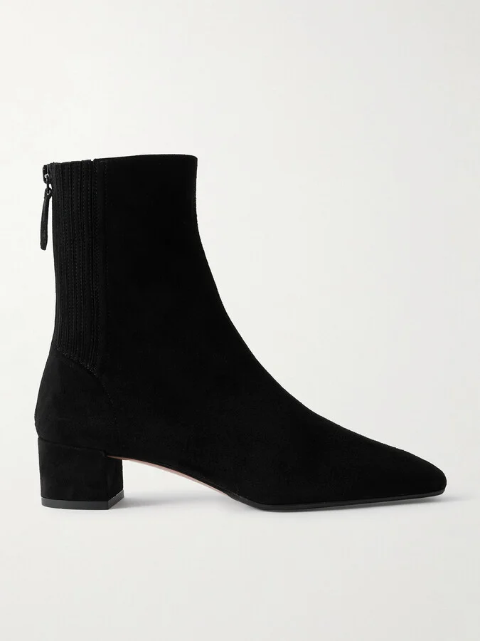 Aquazzura - Saint Honoré 35 Suede Ankle Boots - Black