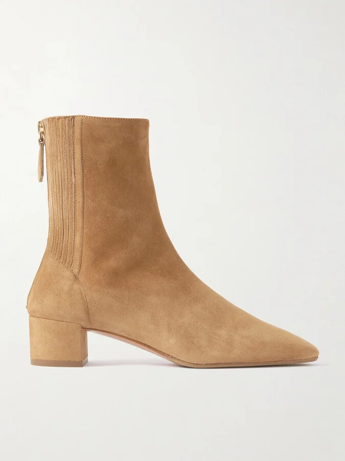 Aquazzura - Saint Honoré 35 Suede Ankle Boots - Brown