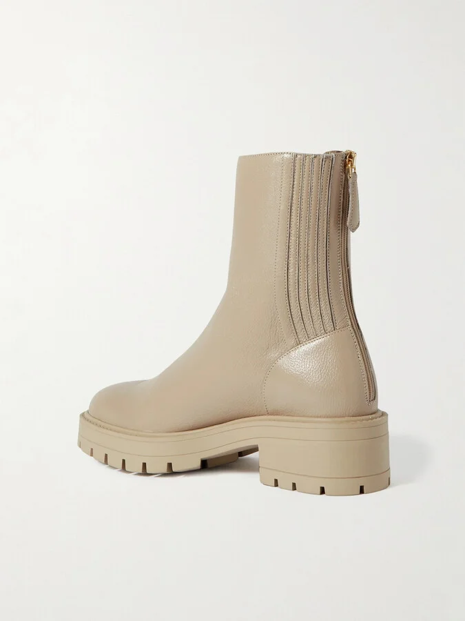 Aquazzura - Saint Honore Leather Combat Boots - Neutrals - Image 3