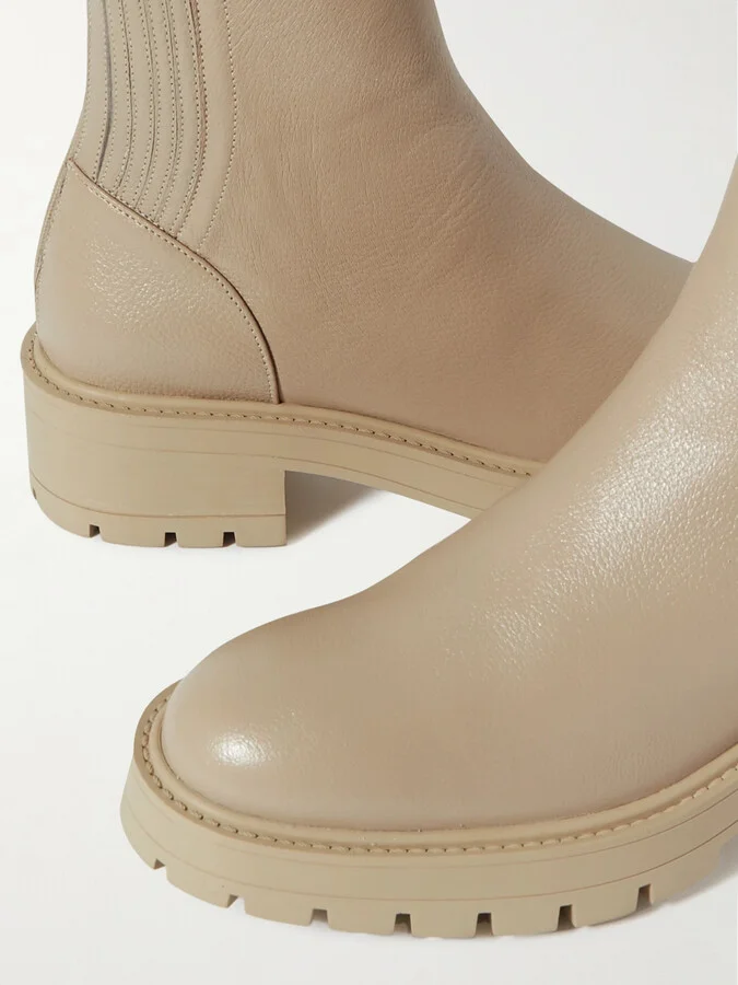 Aquazzura - Saint Honore Leather Combat Boots - Neutrals - Image 4
