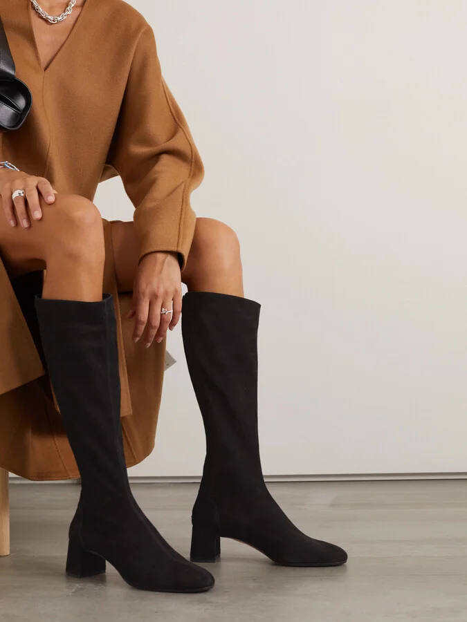 Aquazzura - Saint Honore Suede Knee Boots - Black - Image 2