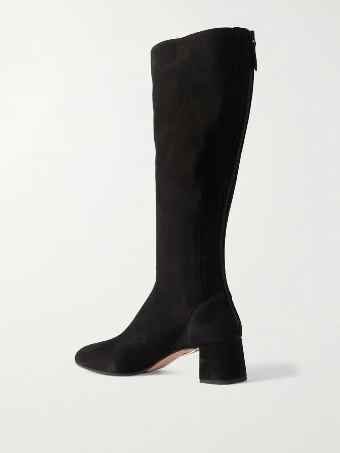 Aquazzura - Saint Honore Suede Knee Boots - Black - Image 3