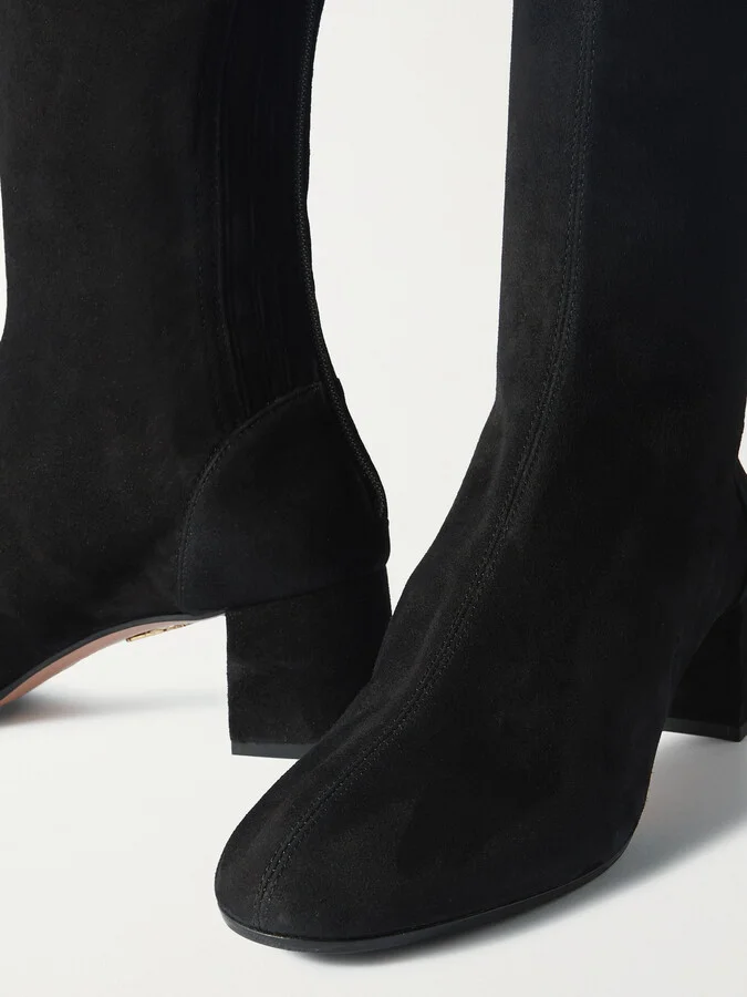 Aquazzura - Saint Honore Suede Knee Boots - Black - Image 4